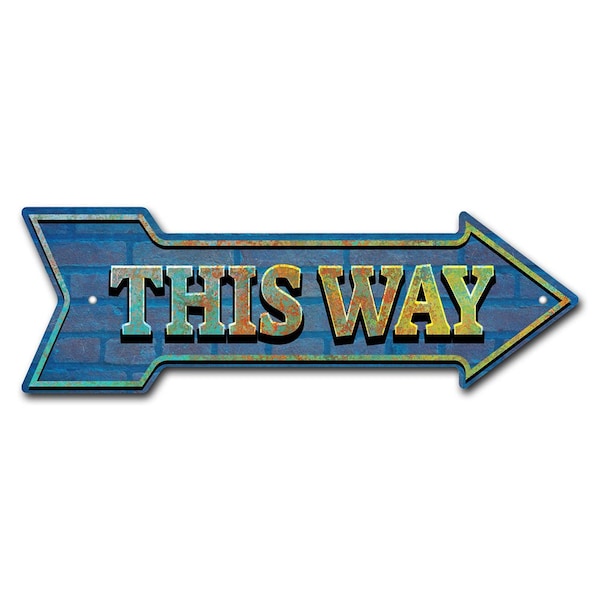 This Way Arrow Sign Funny Home Decor 36in Wide